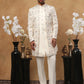 Men's Cream Multi-Color Floral Embroidered Indo Western Set ( 50JIND 111 Cream )