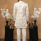 Men's Cream Multi-Color Floral Embroidered Indo Western Set ( 50JIND 111 Cream )