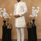 Men's Cream Multi-Color Floral Embroidered Indo Western Set ( 50JIND 111 Cream )