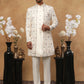 Men's Cream Multi-Color Floral Embroidered Indo Western Set ( 50JIND 111 Cream )