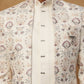 Men's Cream Multi-Color Floral Embroidered Indo Western Set ( 50JIND 111 Cream )
