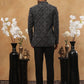 Men's Charcoal Grey Geometric Embroidered Indo-Western Set ( 50JIND 113 Grey )