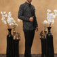 Men's Charcoal Grey Geometric Embroidered Indo-Western Set ( 50JIND 113 Grey )