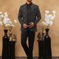 Men's Charcoal Grey Geometric Embroidered Indo-Western Set ( 50JIND 113 Grey )