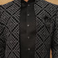 Men's Charcoal Grey Geometric Embroidered Indo-Western Set ( 50JIND 113 Grey )