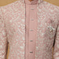 Men's Dusty Pink & Silver Embroidered Indo-Western Set ( 50JIND 114 Magenta )