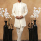 Men's Ivory Cream Geometric Sequin Embroidered Indo Western Set ( 50JIND 115 Cream )