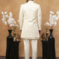 Men's Ivory Cream Geometric Sequin Embroidered Indo Western Set ( 50JIND 115 Cream )