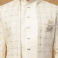 Men's Ivory Cream Geometric Sequin Embroidered Indo Western Set ( 50JIND 115 Cream )