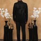 Men's Black Velvet Vertical Sequin Embroidered Indo-Western Set ( 50JIND 116 Black )