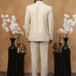 Men's Cream Tonal Floral Embroidered Indo-Western Set ( 50JIND 114 Cream )