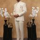 Men's Cream Tonal Floral Embroidered Indo-Western Set ( 50JIND 114 Cream )