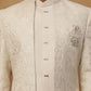 Men's Cream Tonal Floral Embroidered Indo-Western Set ( 50JIND 114 Cream )