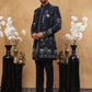 Men's Navy Blue Geometric Embroidered Indo-Western Set ( 50JIND 119 Navy )