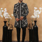 Men's Black Sequined Indo-Western Set ( 50JIND 120 Black )