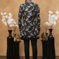 Men's Black Sequined Indo-Western Set ( 50JIND 120 Black )