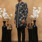 Men's Black Sequined Indo-Western Set ( 50JIND 120 Black )