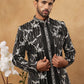 Men's Black Sequined Indo-Western Set ( 50JIND 120 Black )