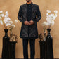 Men's Navy Blue Geometric Embroidered Set ( 50JIND 121 Navy )
