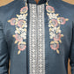 Men's Royal Blue Geometric Embroidered Indo-Western Set ( 50JIND 123 Blue )