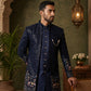 Men’s Navy Blue Heavily Embroidered Indo-Western Set