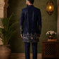 Men’s Navy Blue Heavily Embroidered Indo-Western Set