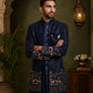 Men’s Navy Blue Heavily Embroidered Indo-Western Set