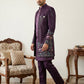 Men’s Purple Heavily Embroidered Indo-Western Set