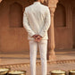 Men Embroidered Cotton Blend Indo-Western Sherwani Set ( 50JIND 133Cream S )