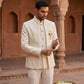Men Embroidered Cotton Blend Indo-Western Sherwani Set ( 50JIND 133Cream S )