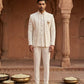 Men Embroidered Cotton Blend Indo-Western Sherwani Set ( 50JIND 133Cream S )