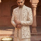 Men Embroidered Cotton Blend Indo-Western Set ( 50JIND 134Beige S )