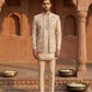Men Embroidered Cotton Blend Indo-Western Set ( 50JIND 134Beige S )