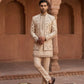 Men Embroidered Cotton Blend Indo-Western Set ( 50JIND 134Beige S )
