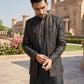 Men Embroidered Cotton Blend Indo-Western Set ( 50JIND 134Black S )