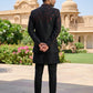 Men Embroidered Cotton Blend Indo-Western Set ( 50JIND 134Black S )