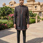 Men Embroidered Cotton Blend Indo-Western Set ( 50JIND 134Black S )