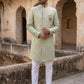 Jacquard Silk Sherwani Set ( 50JIND 135Pista S )