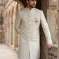 Jacquard Silk Sherwani Set ( 50JIND 137Cream S )