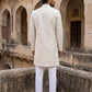 Jacquard Silk Sherwani Set ( 50JIND 137Cream S )
