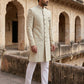 Jacquard Silk Sherwani Set ( 50JIND 137Cream S )