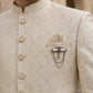 Jacquard Silk Sherwani Set ( 50JIND 137Cream S )