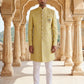 Jacquard Silk Sherwani Set ( 50JIND 137Yellow S )