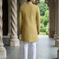 Men Premium Woven Design Sherwani Set ( 50JIND 138Yellow S )