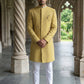 Men Premium Woven Design Sherwani Set ( 50JIND 138Yellow S )