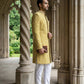 Men Premium Woven Design Sherwani Set ( 50JIND 138Yellow S )