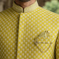 Men Premium Woven Design Sherwani Set ( 50JIND 138Yellow S )