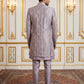 Men Silk Blend Embroidered Sherwani Set ( 50JIND 139Lavender S )