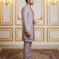 Men Silk Blend Embroidered Sherwani Set ( 50JIND 139Lavender S )