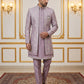 Men Silk Blend Embroidered Sherwani Set ( 50JIND 139Lavender S )